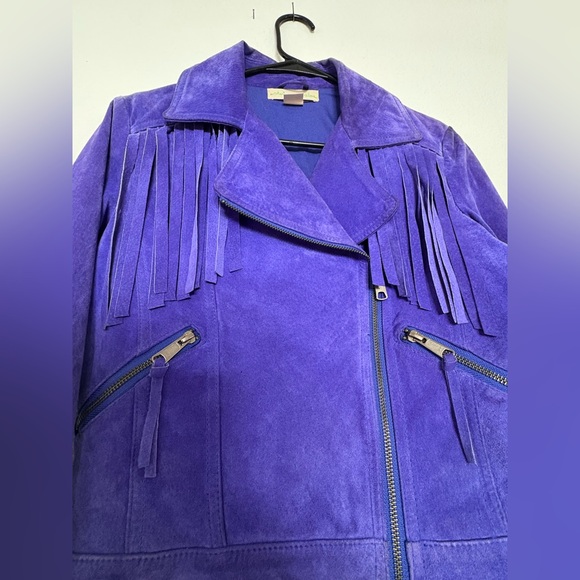 Staring at Stars Genuine Royal Purple Leather Suede Collared Jacket Size Small - Picture 4 of 13